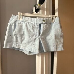 J. Crew Light Blue Embroidered Swan Bermuda Shorts
